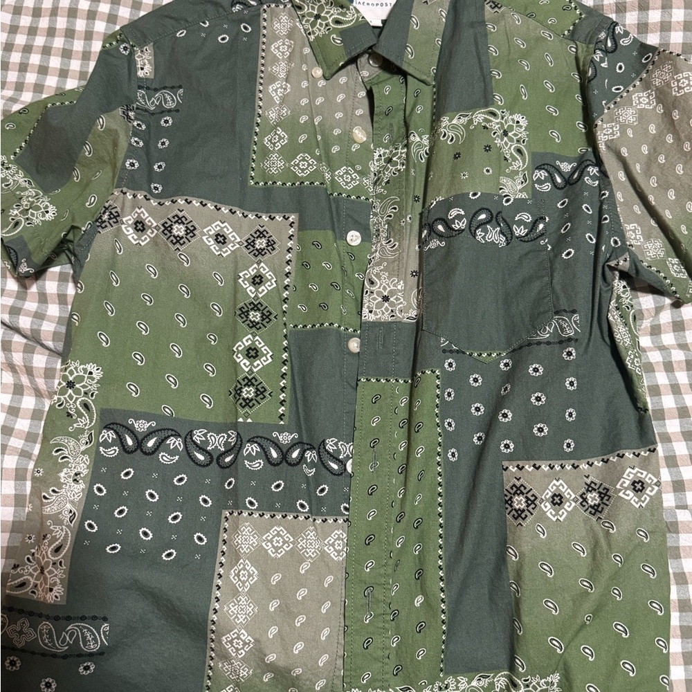 Green Aeropostale Patchwork Men's Shirt